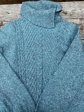 Talbots Light Blue  Marled Turtleneck Sweater